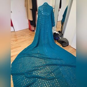 Sold King Size Bed Teal Crochet Blanket